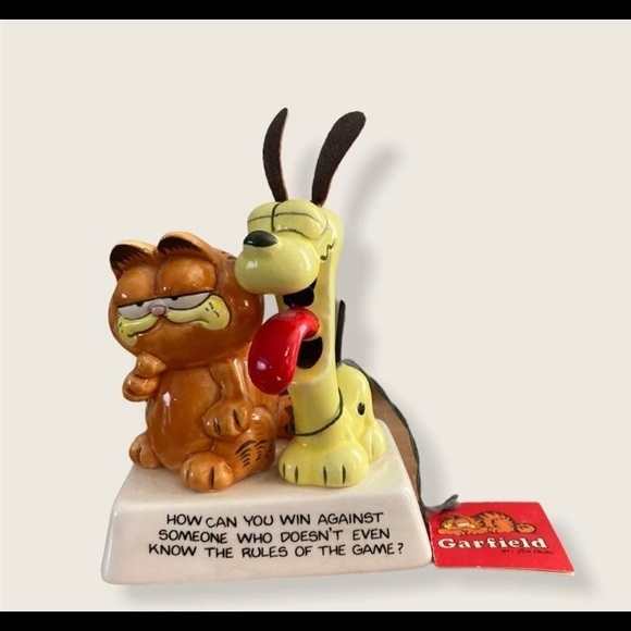 ENESCO GARFIELD CAT & ODIE  HOW CAN YOU WIN ....RULES OF GAME  FIGURINE  w tag - Picture 6 of 7